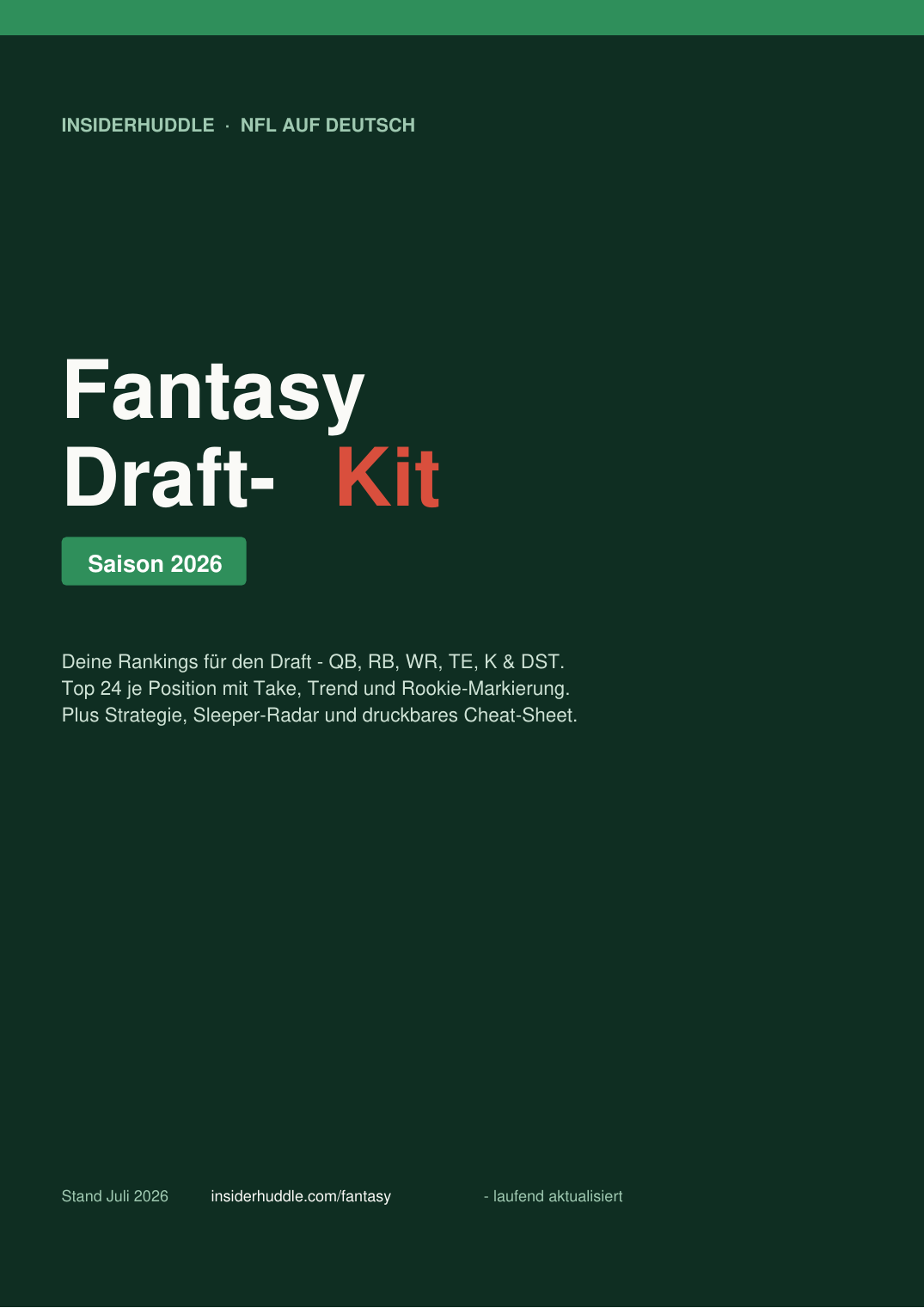 Vorschau: Cover des InsiderHuddle Fantasy Draft-Kit 2026